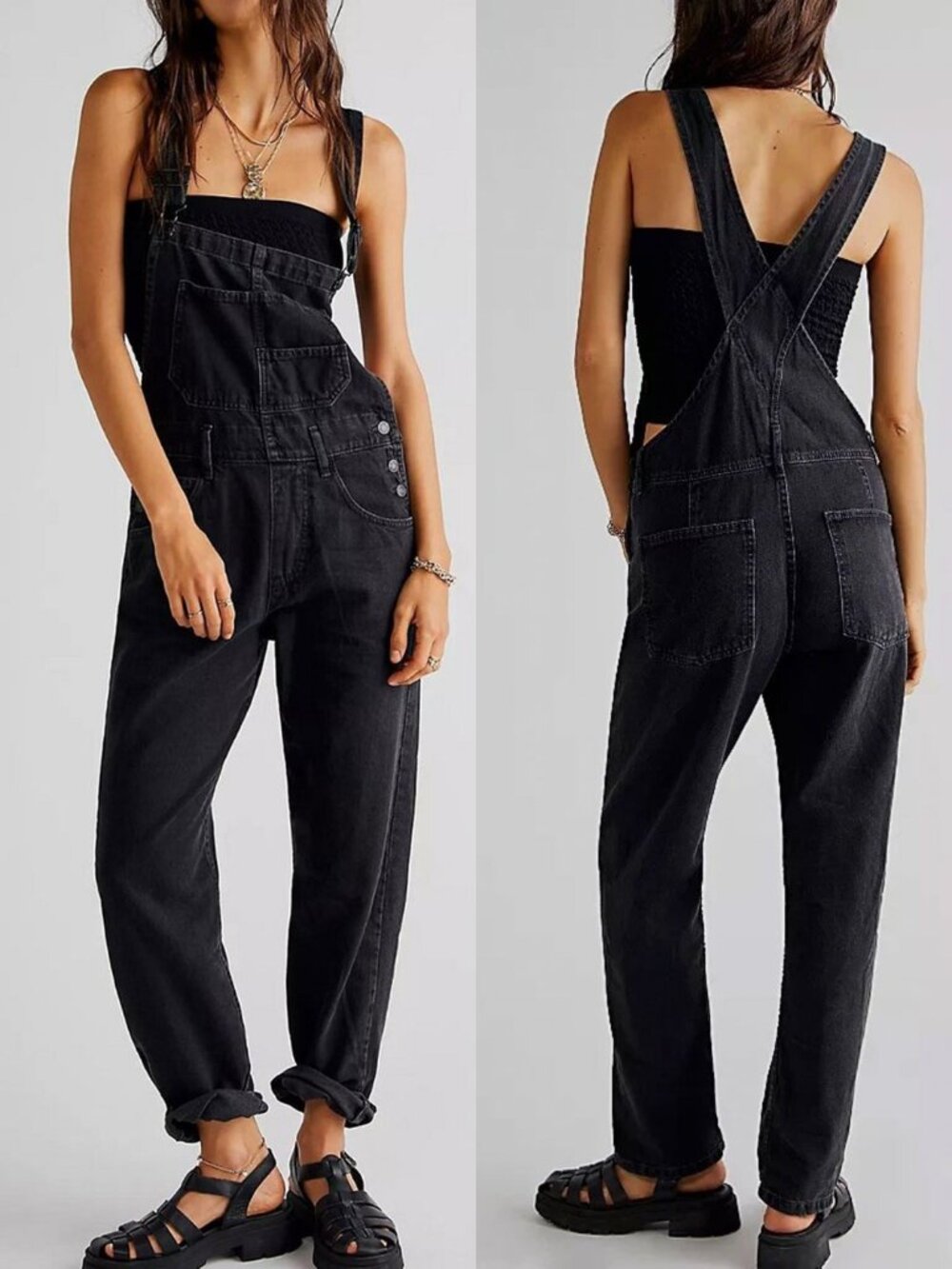 Free People We The Free Ziggy Straight Leg Denim Overalls XS
